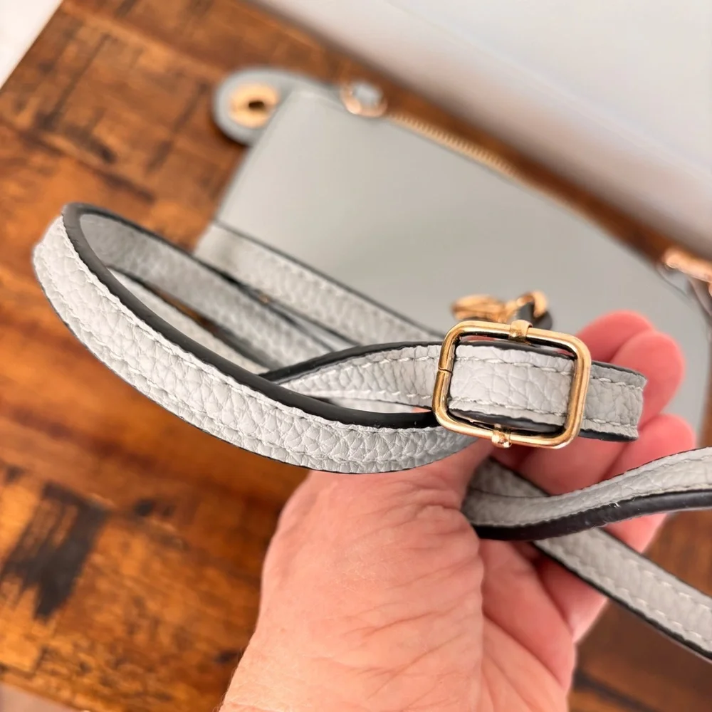 Vegan Leather Gray Wristlet Crossbody Bag